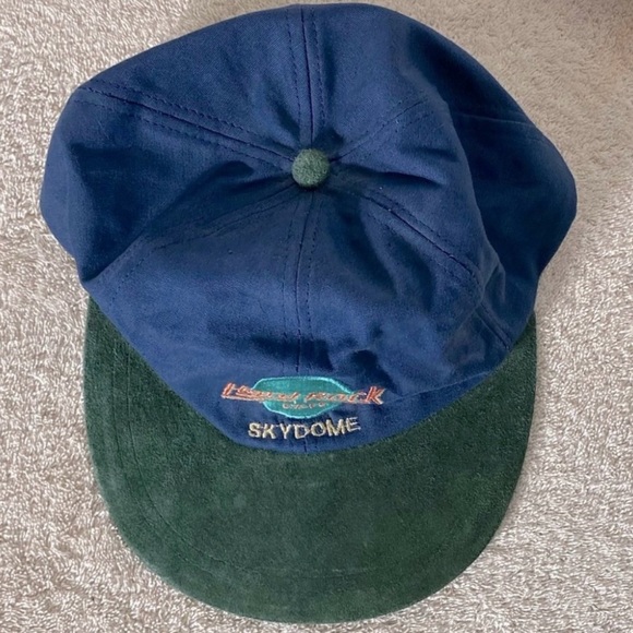 Vintage Hard Rock Cafe Skydome Green Faux Suede Brim Blue Hat - Picture 3 of 8